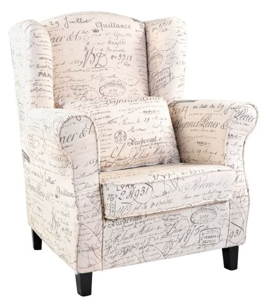 Křeslo ušák v moderním látkovém provedení potisk MELA